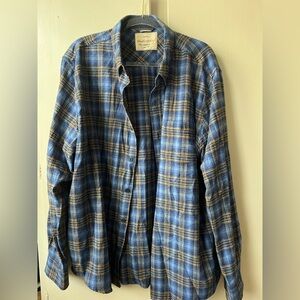 Weatherproof Vintage Blue and Brown Plaid Shirt